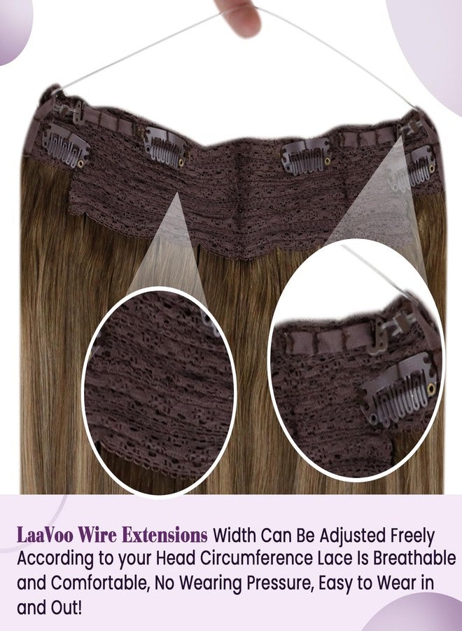LaaVoo Wire Hair Extensions Human Hair Wire Human Hair Extensions Balayage Brown mix Blonde Human Hair Wire Extensions Soft 16 Inch 90g - Image 5